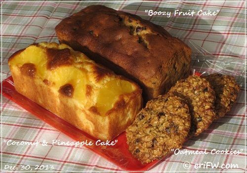 ラム酒漬けドライフルーツケーキ＆オートミールクッキー＆ココナッツとパインアップルのパウンドケーキの画像