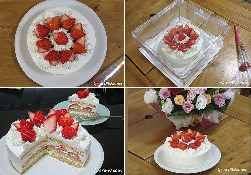 苺のデコレーションケーキの画像