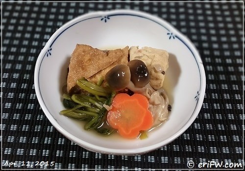 小松菜とお揚げとがんもどきの含め煮の画像