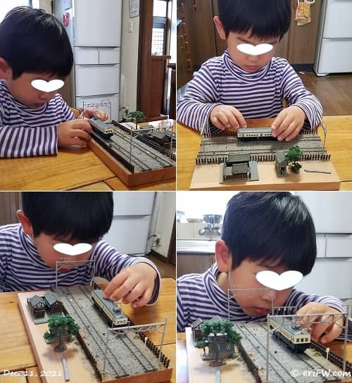 電車の模型の画像