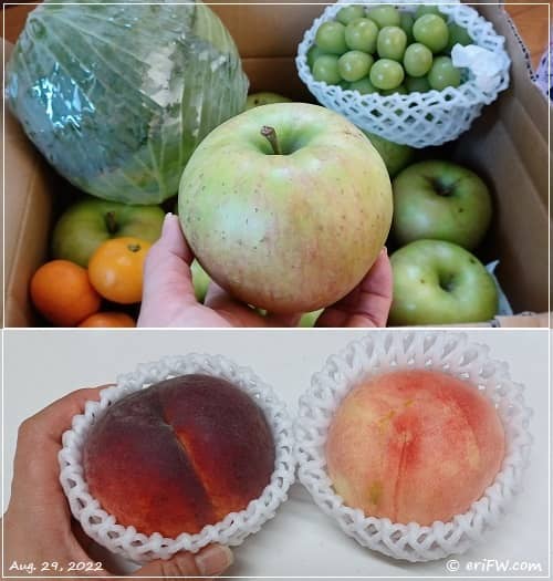 今年も下川さんのリンゴと桃の画像